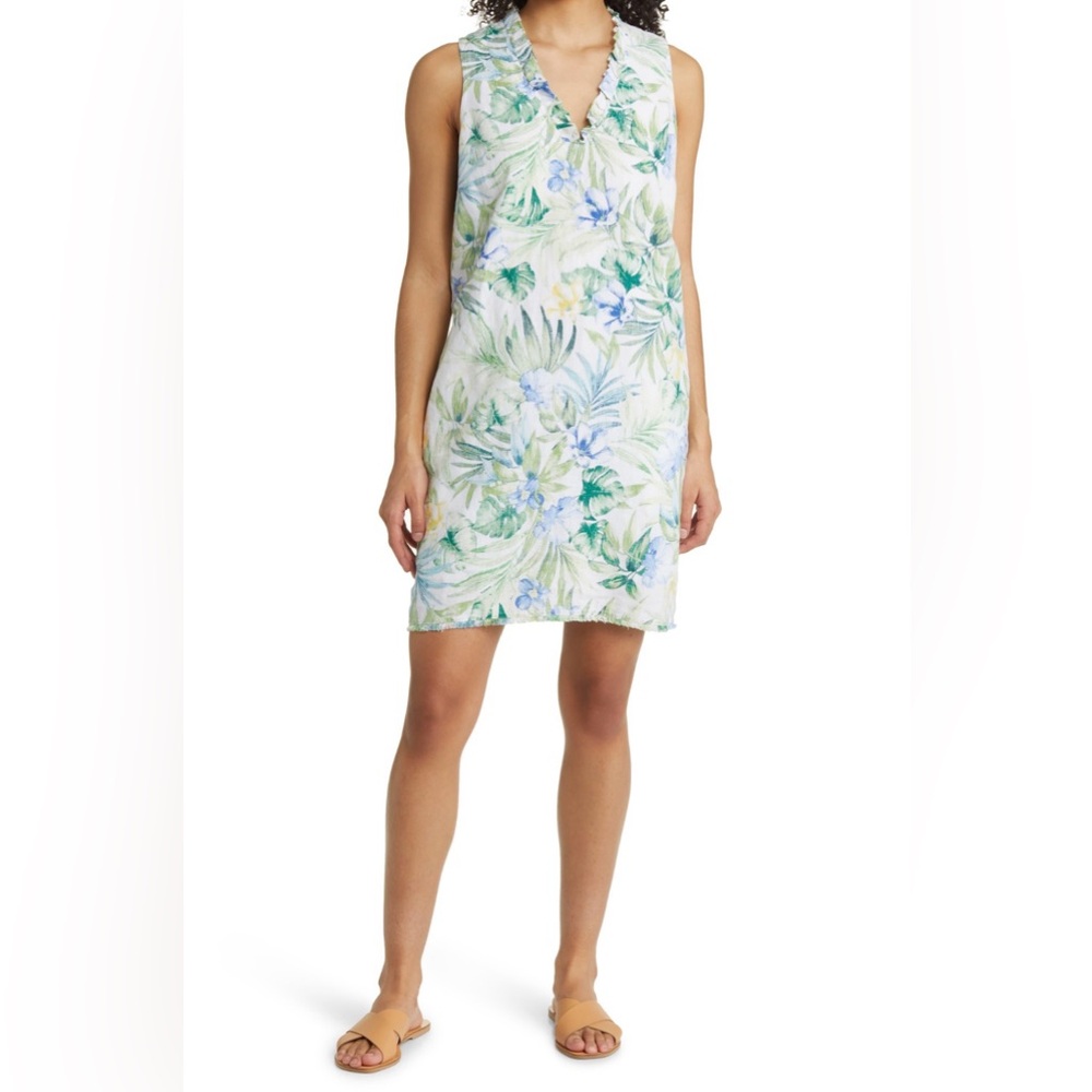 Tommy Bahama White Floral Linen Shift Dress